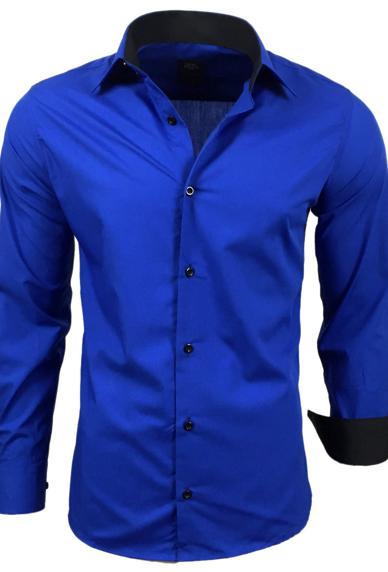 Urban Luxury  |Two toned Royal Blue Long-sleeved Shirt - BIGSTYLZ