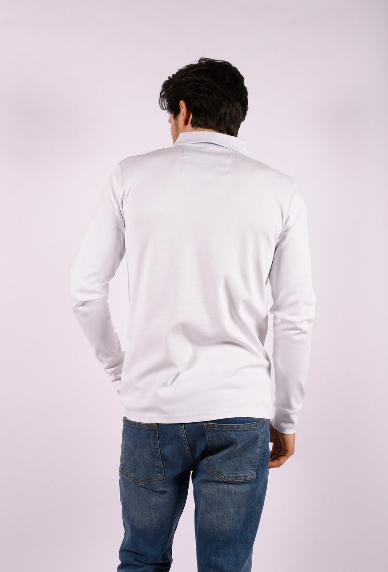 White Modoc Polo Long Sleeve Shirt - BIGSTYLZ